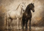 Sunlit Stable Horse Wall Art Canvas Print