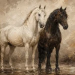 Sunlit Stable Horse Wall Art Canvas Print