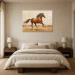 Sunset Horse Trio Horse Wall Art Canvas Print showcased in an elegant minimalist interior