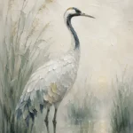 Elegant Crane Bird Wall Art Canvas Print