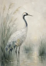 Elegant Crane Bird Wall Art Canvas Print