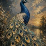 Regal Peacock Bird Wall Art Canvas Print