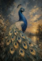Regal Peacock Bird Wall Art Canvas Print