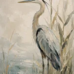 Blue Heron Bird Wall Art Canvas Print