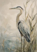 Blue Heron Bird Wall Art Canvas Print
