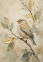 Golden Songbird Bird Wall Art Canvas Print