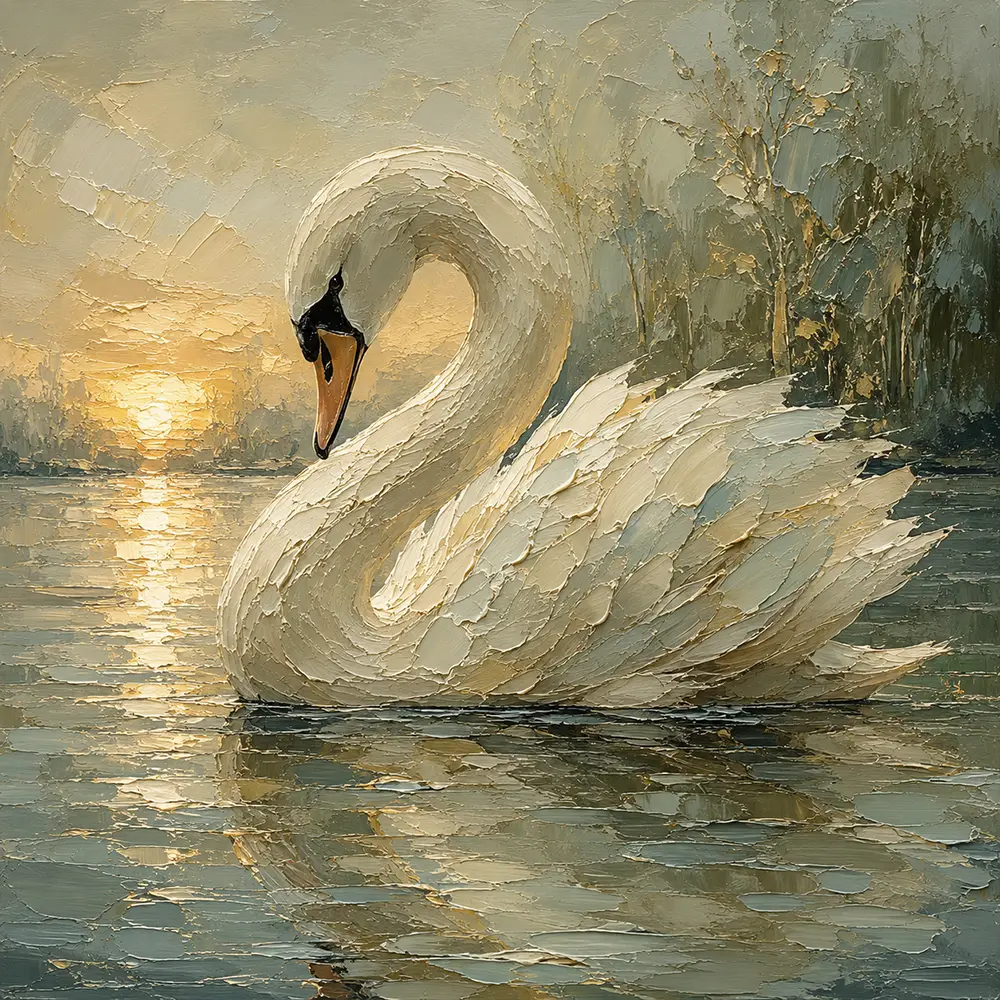 Sunset Swan Bird Wall Art Canvas Print