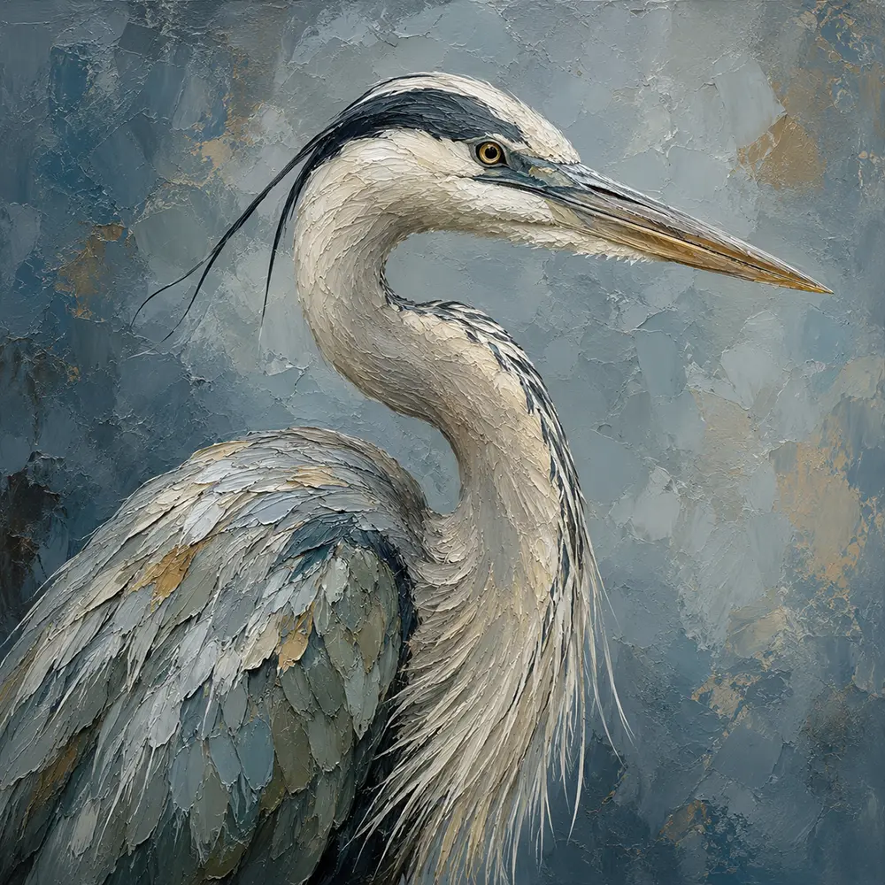Blue Heron Portrait Bird Wall Art Canvas Print