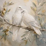 White Doves Bird Wall Art Canvas Print