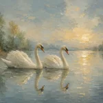 Twin Swans Bird Wall Art Canvas Print