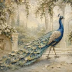 Garden Peacock Bird Wall Art Canvas Print