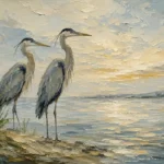 Coastal Herons Bird Wall Art Canvas Print