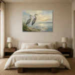 Coastal Herons Bird Wall Art Canvas Print showcased in an elegant minimalist interior
