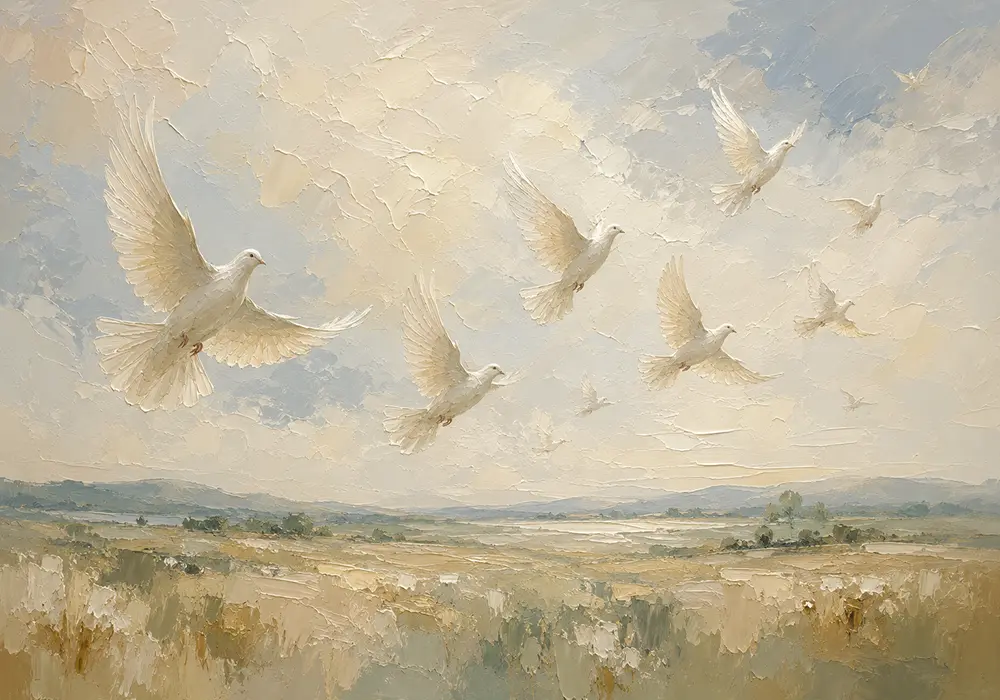 Flying White Doves Bird Wall Art Canvas Print