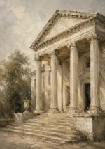 Neoclassical Portico Classical Architecture Wall Art Canvas Print