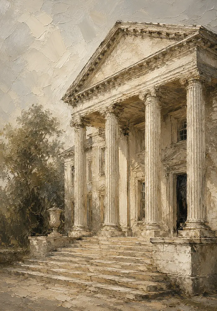 Neoclassical Portico Classical Architecture Wall Art Canvas Print