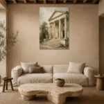 Neoclassical Portico Classical Architecture Wall Art Canvas Print presented in a sophisticated home setting