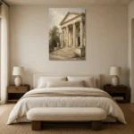 Neoclassical Portico Classical Architecture Wall Art Canvas Print showcased in an elegant minimalist interior