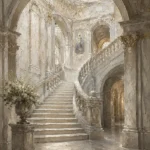 Grand Staircase Classical Architecture Wall Art Canvas Print