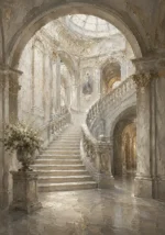 Grand Staircase Classical Architecture Wall Art Canvas Print