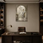 Grand Staircase Classical Architecture Wall Art Canvas Print displayed in a contemporary gallery-inspired room