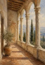 Tuscan Loggia Classical Architecture Wall Art Canvas Print