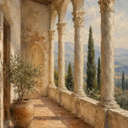 Tuscan Loggia Classical Architecture Wall Art Canvas Print