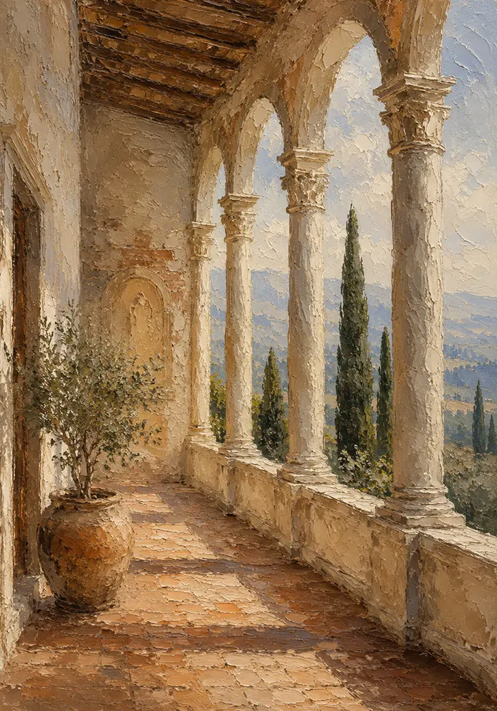 Tuscan Loggia Classical Architecture Wall Art Canvas Print