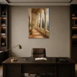 Tuscan Loggia Classical Architecture Wall Art Canvas Print displayed in a contemporary gallery-inspired room