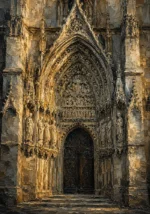 Gothic Cathedral Portal Classical Architecture Wall Art Canvas Print