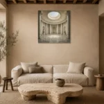 Oculus Rotunda Classical Architecture Wall Art Canvas Print presented in a sophisticated home setting