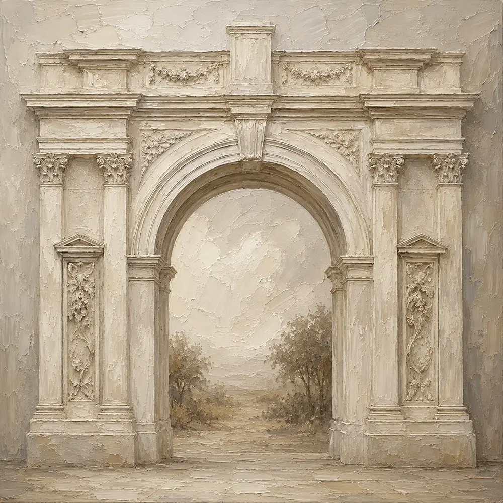 Ivory Archway Classical Architecture Wall Art Canvas Print