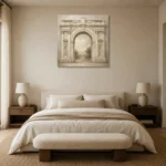 Ivory Archway Classical Architecture Wall Art Canvas Print showcased in an elegant minimalist interior