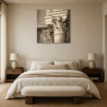 Corinthian Capital Classical Architecture Wall Art Canvas Print showcased in an elegant minimalist interior