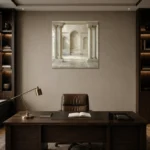 Ivory Colonnade Classical Architecture Wall Art Canvas Print displayed in a contemporary gallery-inspired room