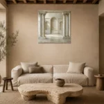 Ivory Colonnade Classical Architecture Wall Art Canvas Print presented in a sophisticated home setting