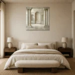 Ivory Colonnade Classical Architecture Wall Art Canvas Print showcased in an elegant minimalist interior