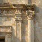 Sunlit Facade Detail Classical Architecture Wall Art Canvas Print