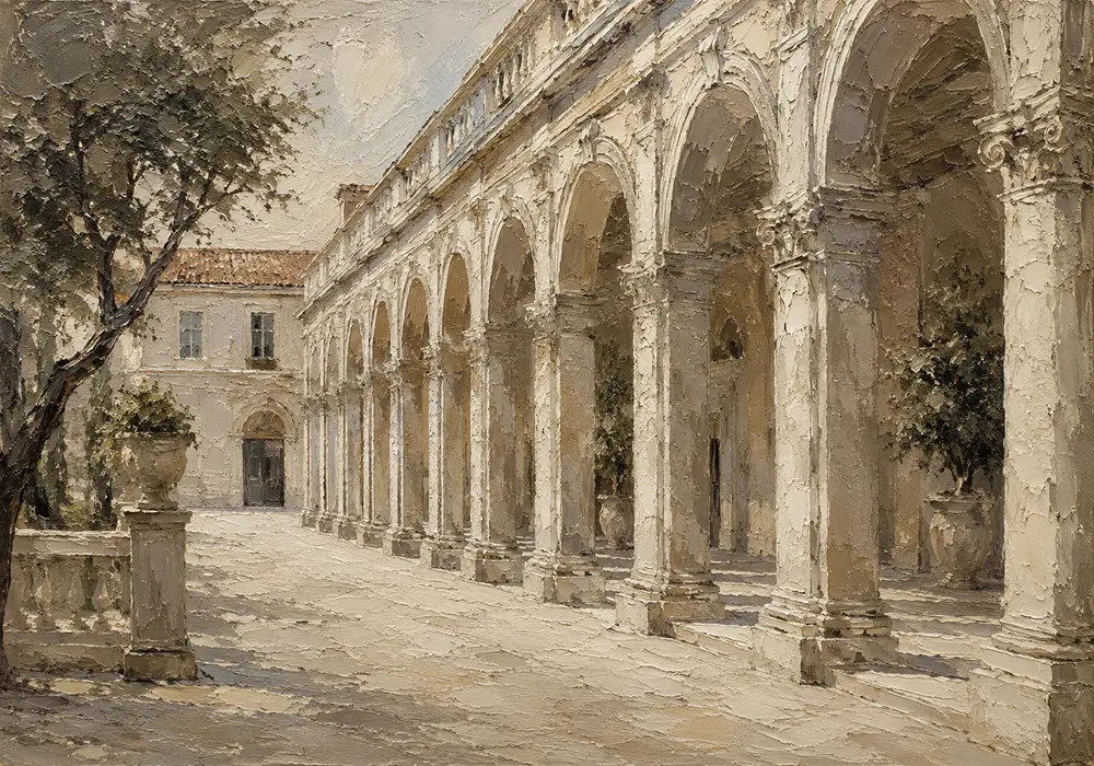 Renaissance Arcade Classical Architecture Wall Art Canvas Print