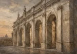 Roman Terrace Arcade Classical Architecture Wall Art Canvas Print