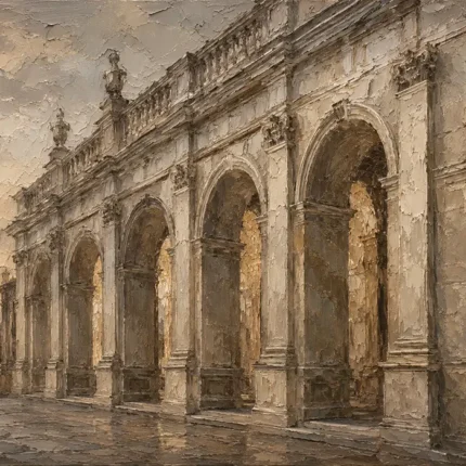 Roman Terrace Arcade Classical Architecture Wall Art Canvas Print