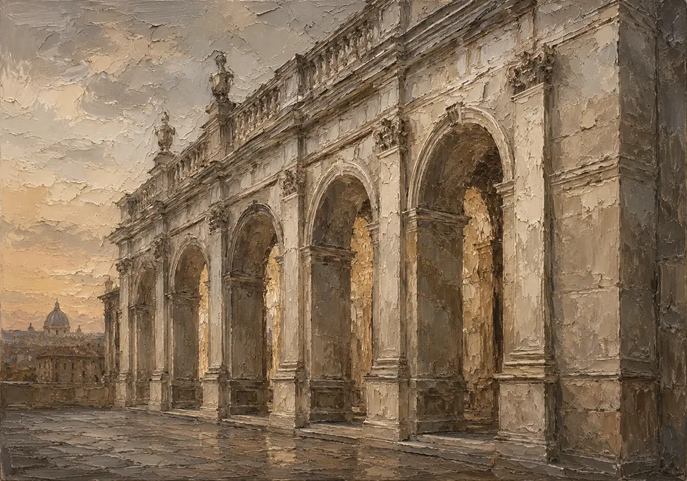Roman Terrace Arcade Classical Architecture Wall Art Canvas Print