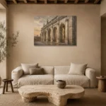 Roman Terrace Arcade Classical Architecture Wall Art Canvas Print presented in a sophisticated home setting