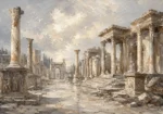 Ancient Roman Ruins Classical Architecture Wall Art Canvas Print