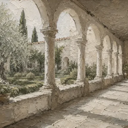 Cloister Garden Arcade Classical Architecture Wall Art Canvas Print