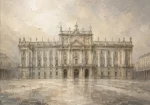 Grand Palace Facade Classical Architecture Wall Art Canvas Print