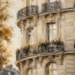 Haussmann Balcony Parisian Architecture Wall Art Canvas Print