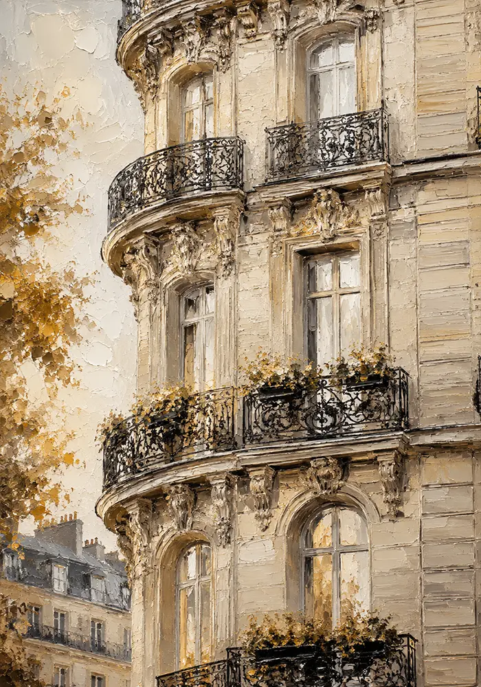 Haussmann Balcony Parisian Architecture Wall Art Canvas Print