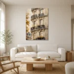 Haussmann Balcony Parisian Architecture Wall Art Canvas Print styled in a refined neutral interior