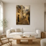 Montmartre Stairway Parisian Architecture Wall Art Canvas Print styled in a refined neutral interior